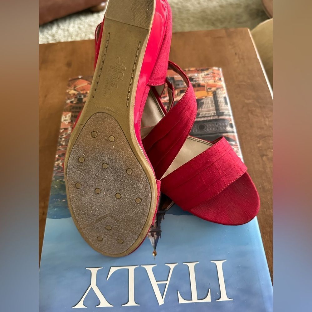 Open Toe Red Wedges!!! - Picture 2 of 5
